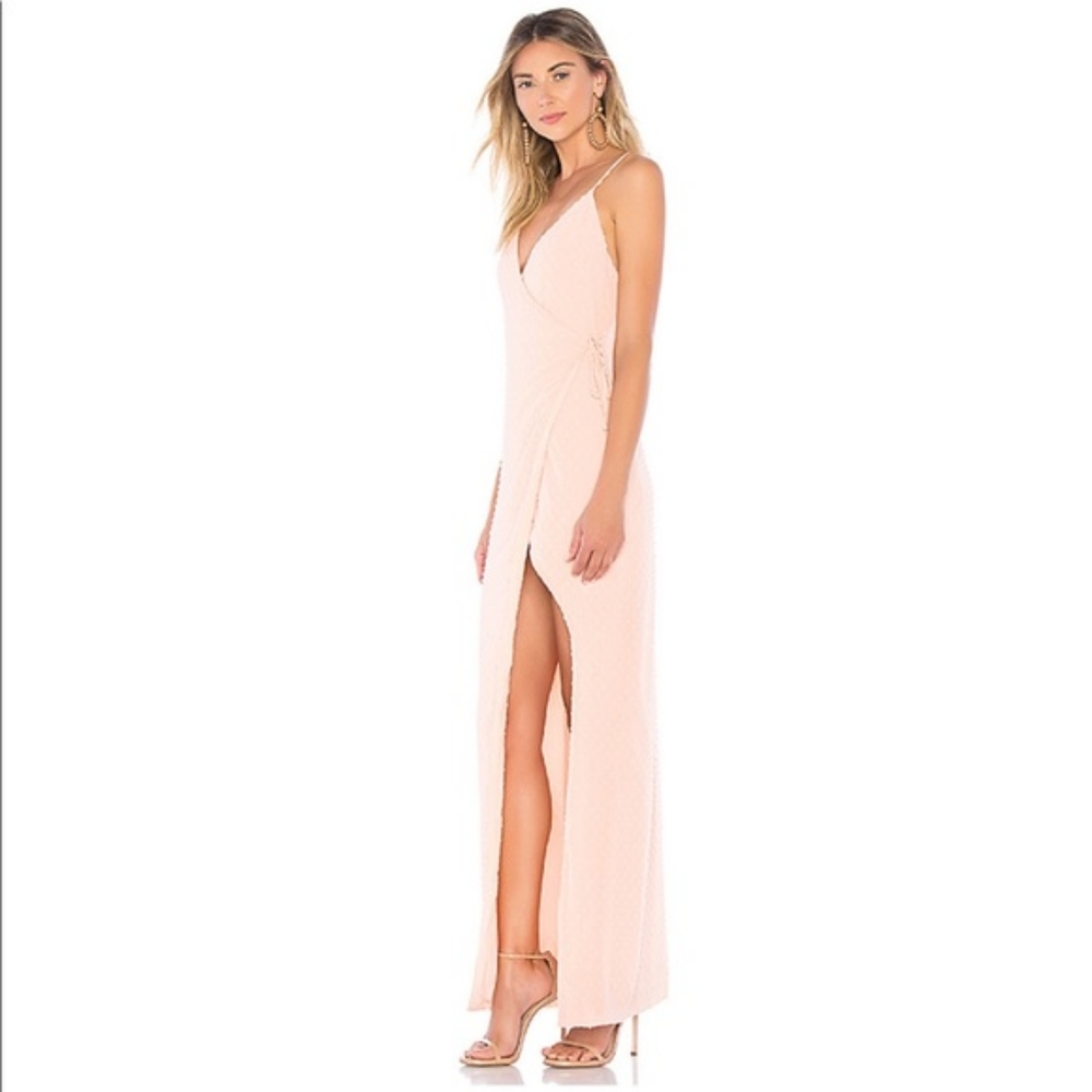 Privacy Please Revolve Raskia Gown Maxi Wrap Dress Blush Pink Medium NEW NWT - Picture 2 of 11